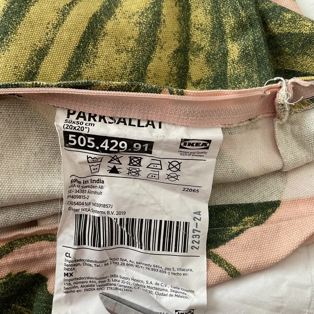 IKEA PARKSALLAT Set of 2 Pink Green Gourd Botanical Cotton Pillow Covers 20x20
